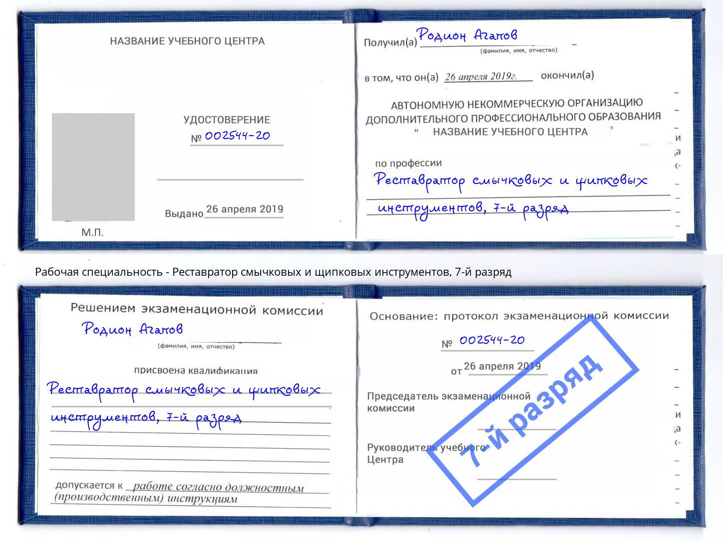 корочка 7-й разряд Реставратор смычковых и щипковых инструментов Новотроицк